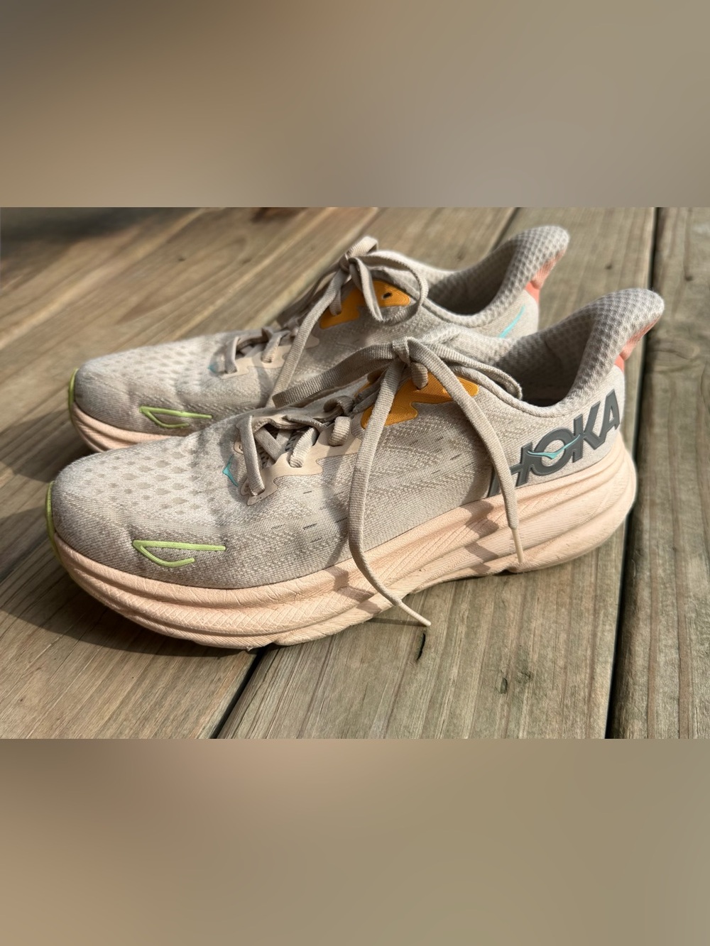 Hoka One One Women’s 7 Clifton 9 Light Gray Mesh Sneakers Shoes Athletic 1127896
